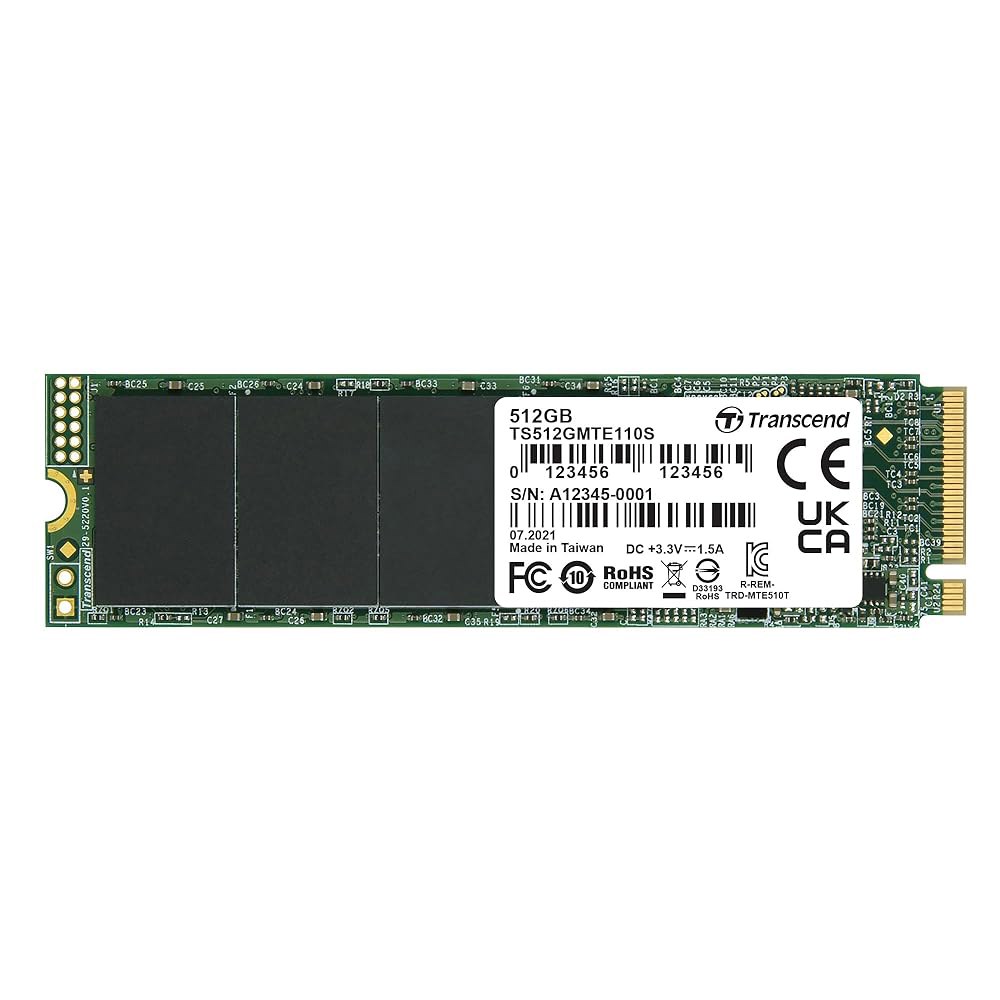 Translated MTE110 512GB M.2 2280 SSD, 최대 1,700MB/s, 호환 가능한 /Ultrabook / Laptop PC Desktop, PCIe NVMe - 상품 이미지