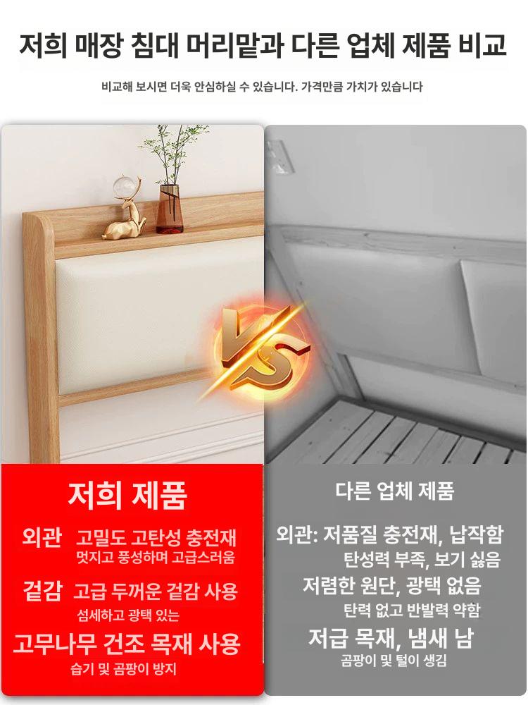 침대 헤드보드 쿠션형 등받이 호텔식 침실 머리판 베드 벽면 장식 북유럽 - 상세 이미지 2