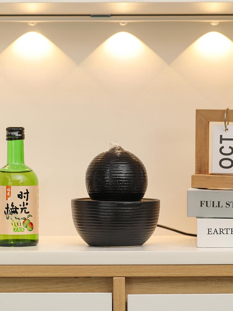 블랙 달항아리 가정용 천연가습기 크리스탈 실내장식 실내분수 물소리 사무실 장식품 - 상세 이미지 3