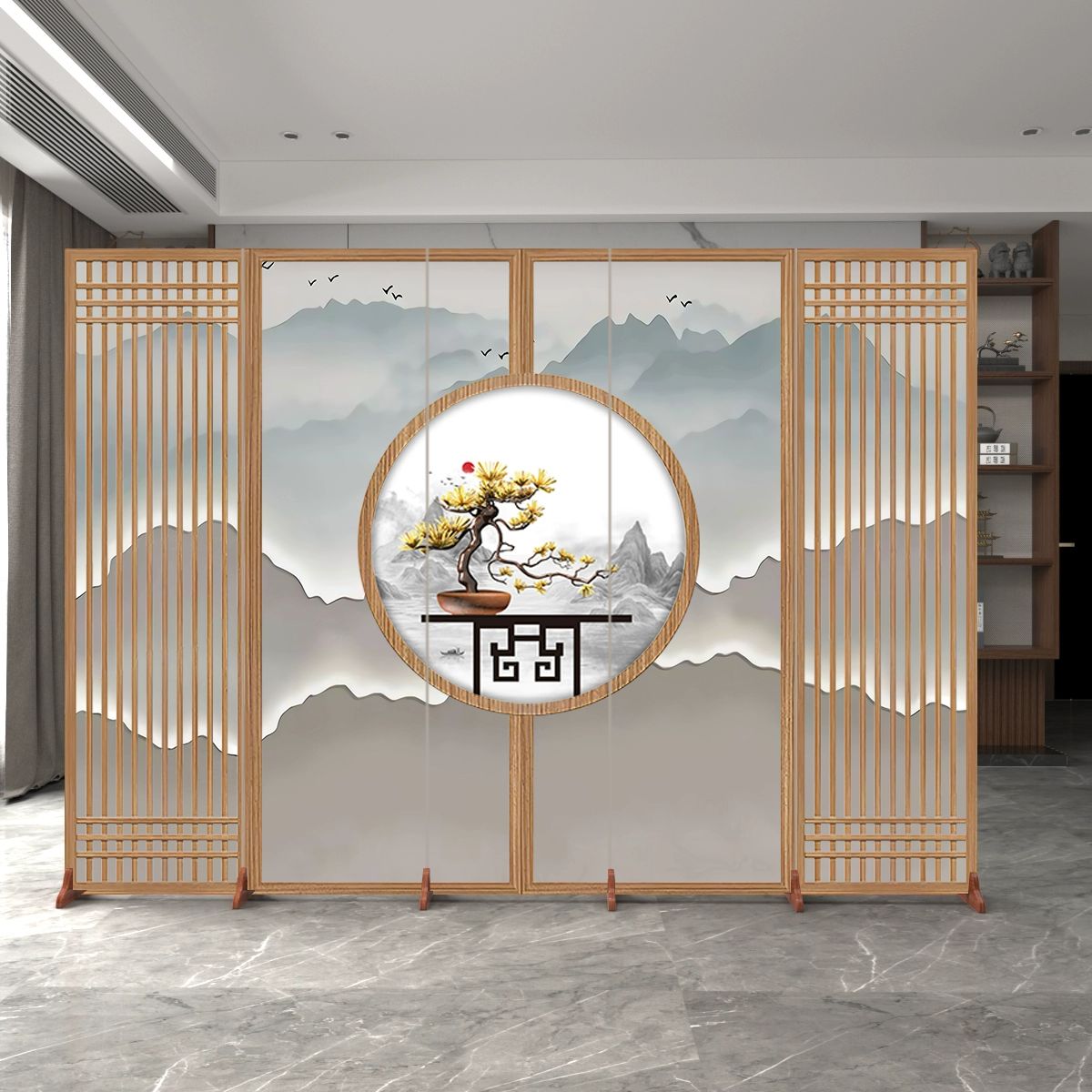 목재 접이식 파티션 화장실 주방 공간 분리 가림막 원목 이동식 인테리어 실내 칸막이 - 상세 이미지 3