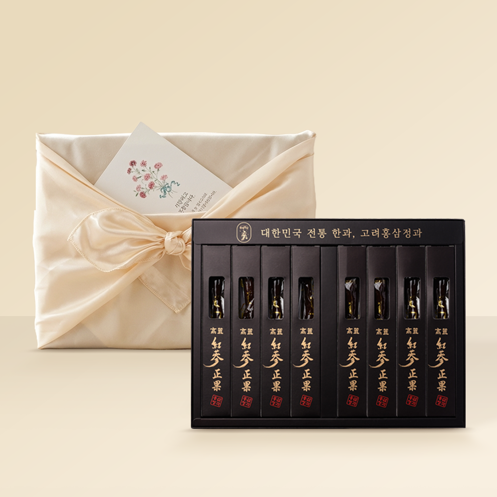 홍삼정과 8뿌리 4년근 이상 부모님 명절 선물세트(보자기포장+쇼핑백증정) 300g, 1개 - 상품 이미지