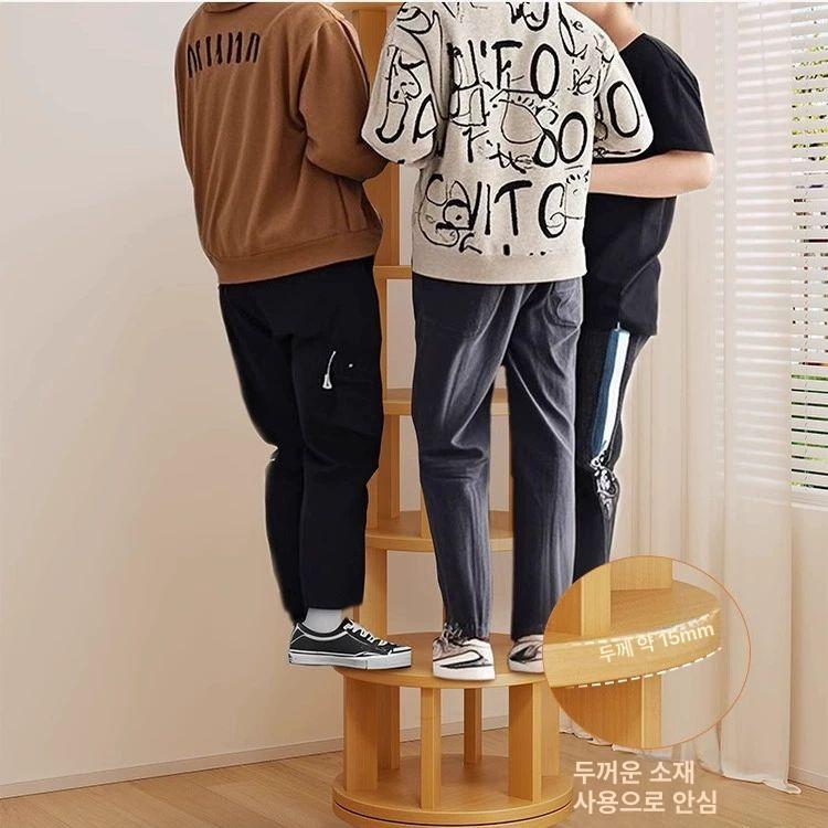 원형회전책장 공간활용 다용도 북타워 북선반 회전형책장 거실책장 바퀴달린 - 상세 이미지 3