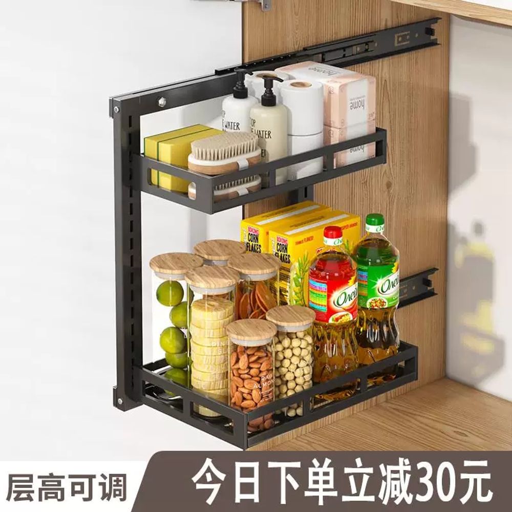싱크대 양념정리대 조미료 양념선반 슬라이딩선반 수납장 씽크대 양념통 거치대 - 상세 이미지 2