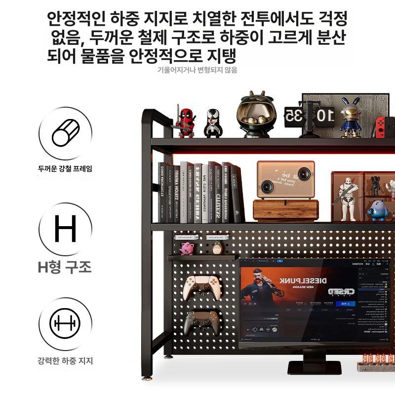 책상 위 수납 선반 타공판 철제 정리장 사무실 책장 간이 책상 세트 - 상세 이미지 5
