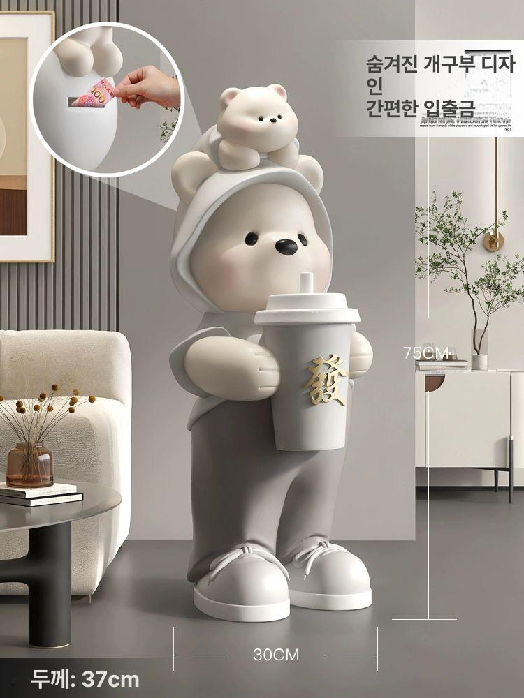 곰돌이 사이드 테이블 거실 선반 탁자 동물 북극곰 피규어 수납 이동식 장식품 - 상세 이미지 3