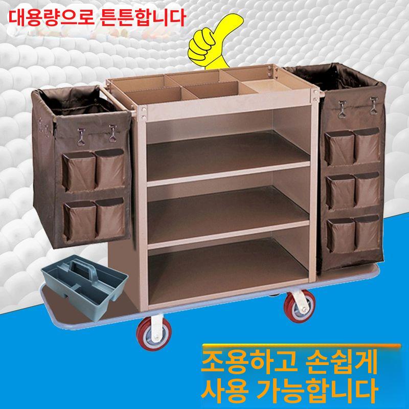 이동식 린넨카트 객실 도구함 청소카트 트롤리 끌차 청소도구 바퀴 손수레 수건 - 상세 이미지 2