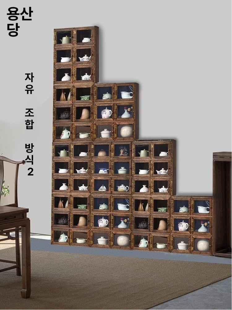 머그컵 진열장 수납장 다용도 장식장 홈카페 주방 찻장 다보각 컵 벽걸이 - 상세 이미지 4