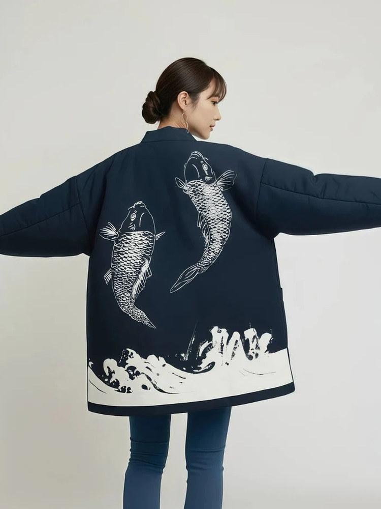 한텐 누빔가운 패딩 기모노 홈웨어 깔깔이 겨울 일본잠옷 일본식 실내방한복 방한가운 - 상세 이미지 2