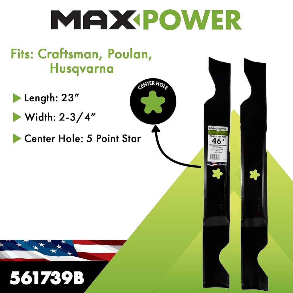 46인치 절단 장인을 위한 MaxPower 561739B 2 블레이드 세트, Husqvarna, Poulan이 OEM 번호 405380, 594892801, 532405380, - 상세 이미지 2