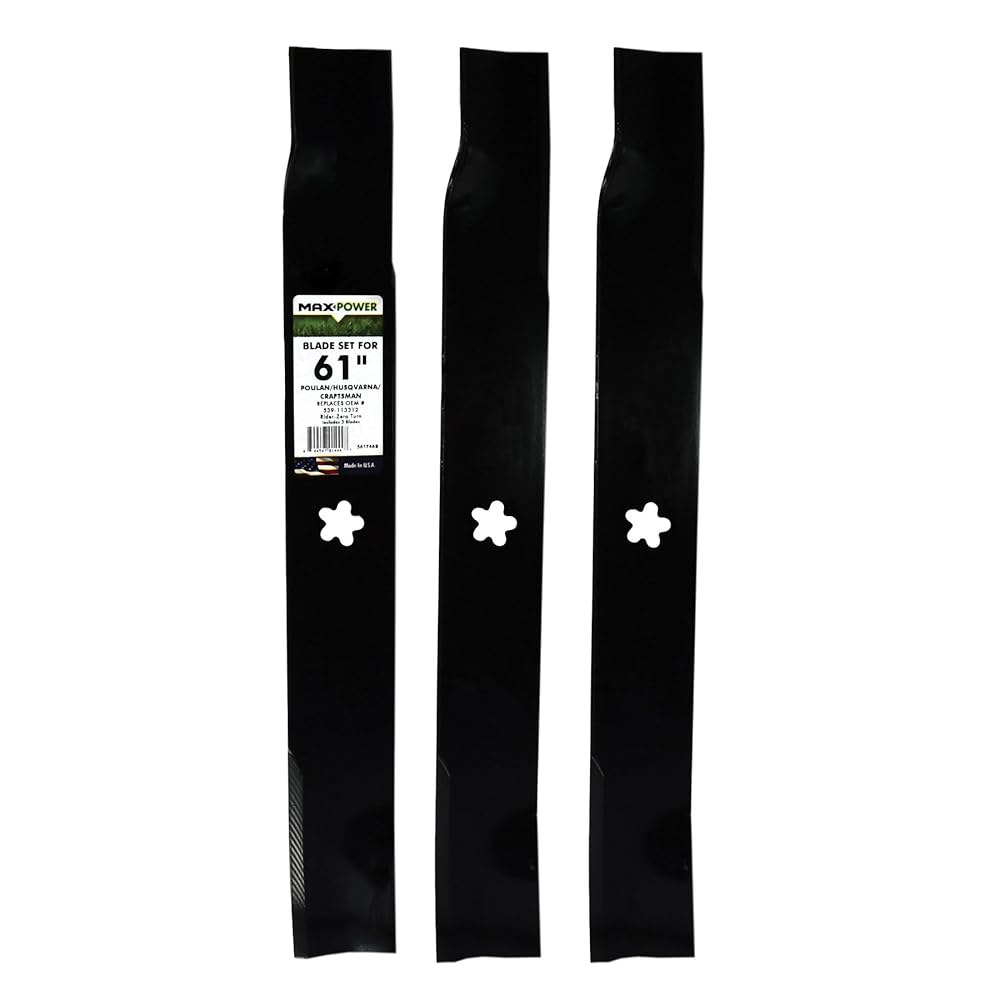 MaxPower 561746B 3 블레이드 세트 61인치용. 컷 장인, 허스크바르나, 풀란 모우어스가 OEM # 539113312, 510417901을 대체합니다 Blades - 상품 이미지