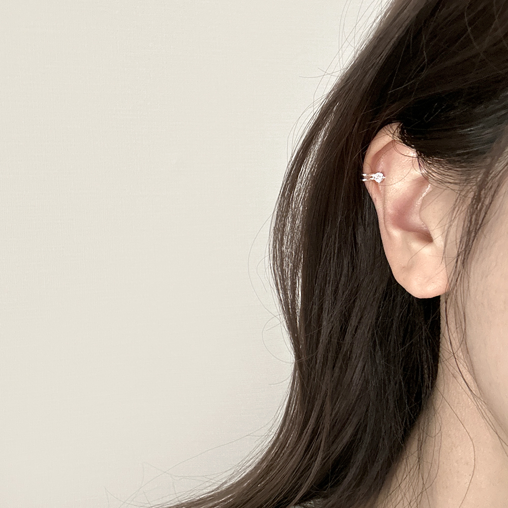 silver925 큐빅 귓바퀴 포인트 이어커프 링 귀찌 귀안뚫는귀걸이 실버925 아웃컨츠 - 상세 이미지 2
