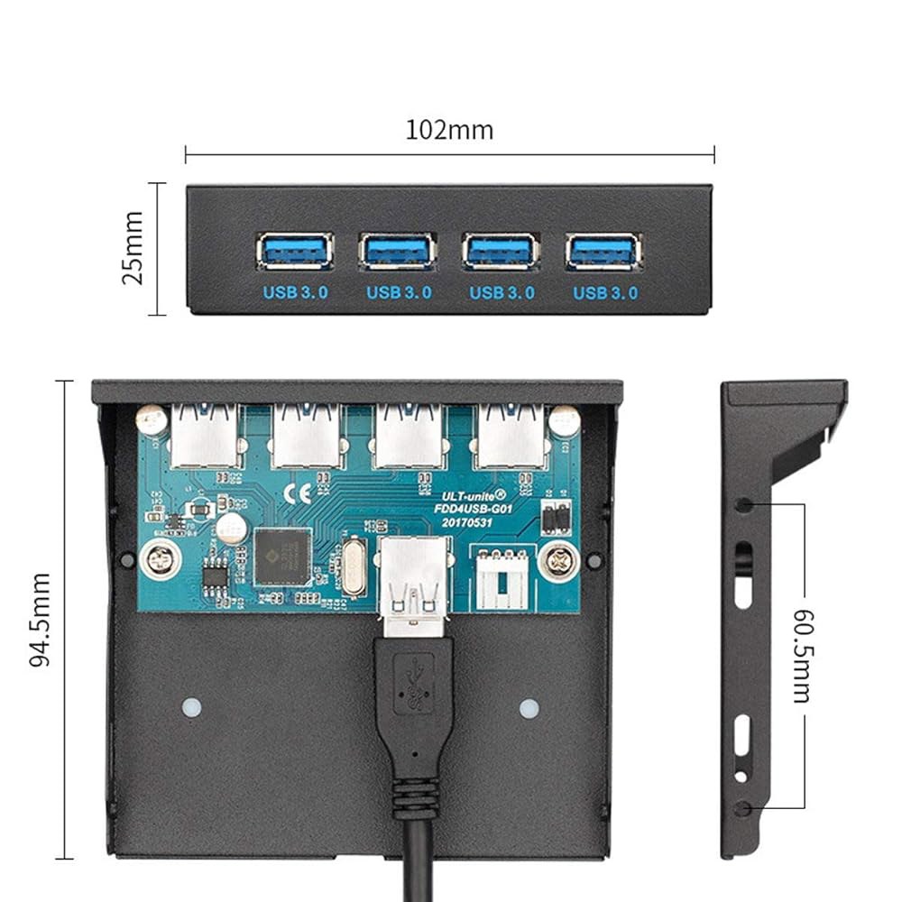 USB 3.0 HUB 4 포트 전면 - 캐디용 SATA 전원 어댑터, 드라이브 케이블 마더보드 20핀 3.5인치 디스크 플로피 포함, 패널 베이 Floppy Bay 3.5inch - 상세 이미지 2