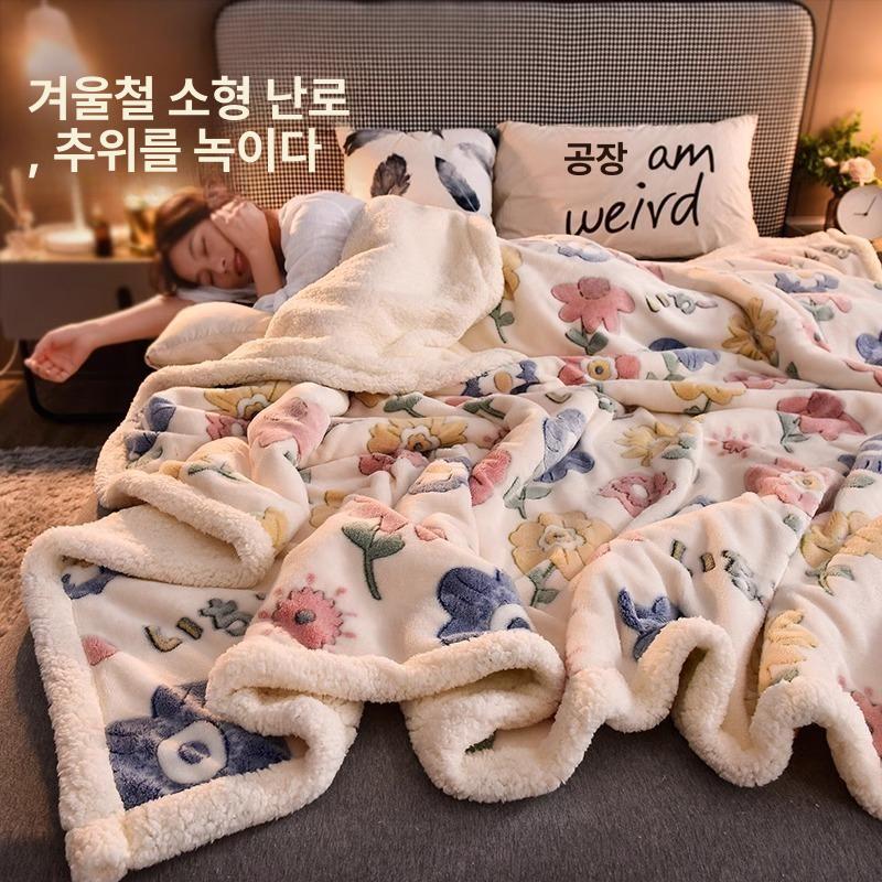 부드러운 양면담요 따뜻한 양털 블랭킷 이불 캠핑용 플리스 보온 벨벳담요 캠핑담요 - 상세 이미지 2