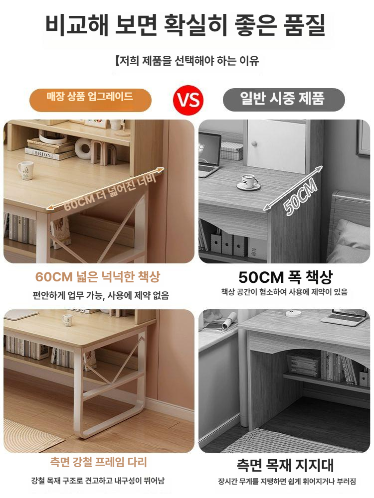 컴퓨터책상 책상세트 학생용 와이드 가정용 공부 데스크 가구 침실 학습용 작업대 - 상세 이미지 2