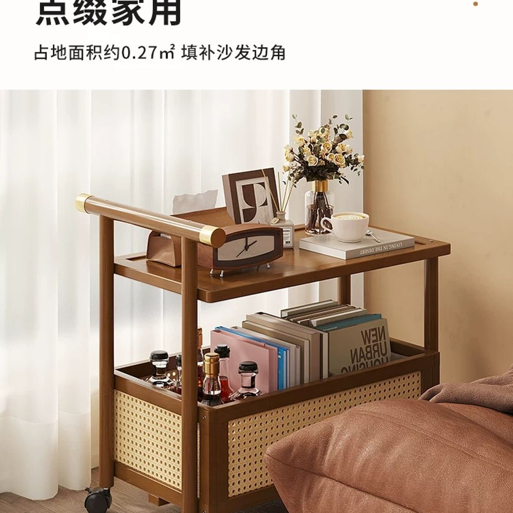 빈티지 원목트롤리 엔틱 주방 거실 서랍 수납장 협탁 서빙 모듈 베란다 이동식카트 - 상세 이미지 4