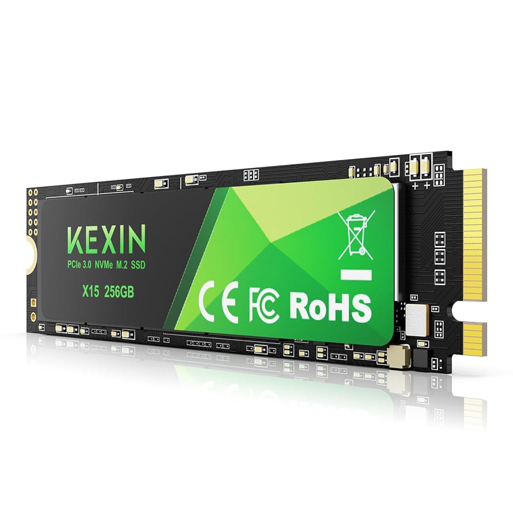KEXIN SSD M.2 NVMe 내부 256GB 2280, PCIe Gen 3.0, 최대 2800MB/s 읽기, 2300MB/s 쓰기, 노트북, PC, 게이밍 블랙, 256GB와 - 상품 이미지