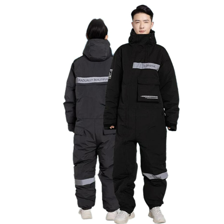 겨울 방한복 냉동작업 슈트 동계 지퍼 스타일 보온 패딩 낚시 근무복 허리 벨트 - 상품 이미지