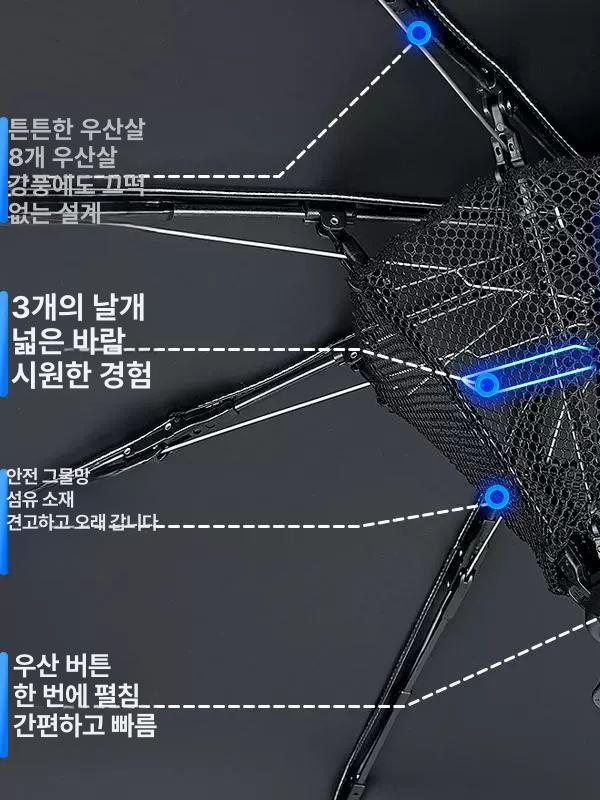 팬브렐라 자외선차단 접이식 휴대용 선풍기우산 장우산 전참시 시원한 및 우아한 충전 - 상세 이미지 3