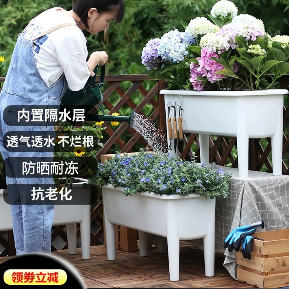 베란다 플랜트박스 홈가드닝 아트화분 상자 인테리어 화단 실내화분 사각 목재 - 상세 이미지 2