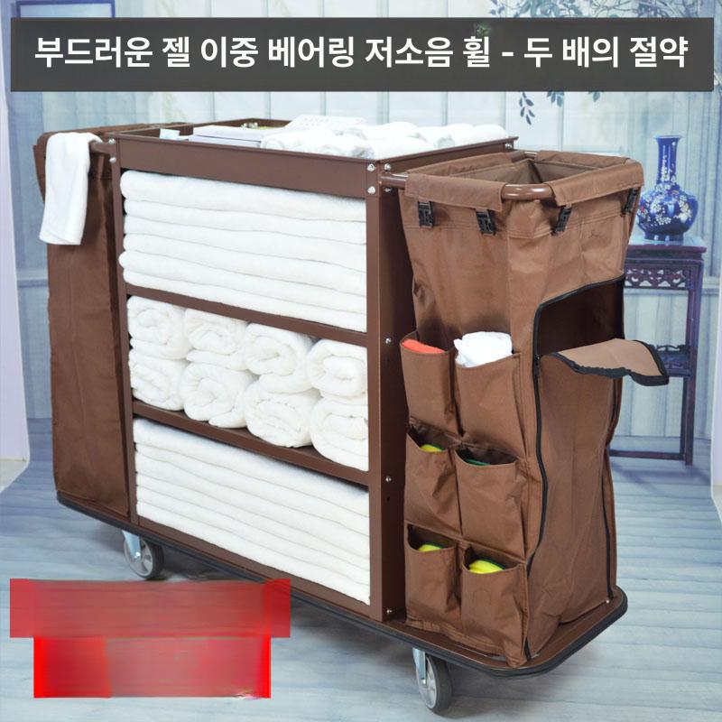 이동식 청소 도구 카트 세탁물 운반 트롤리 업소용 미화용품 정리함 - 상세 이미지 2