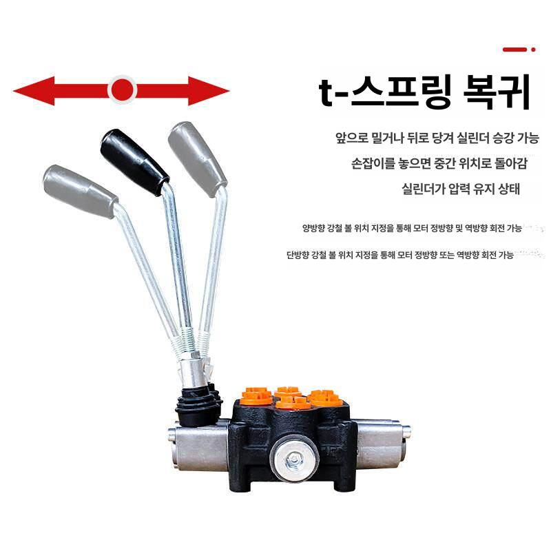 유압실린더 양방향 분배밸브 트랙터 유압제어 전동 수동 조절 레버식 - 상세 이미지 4