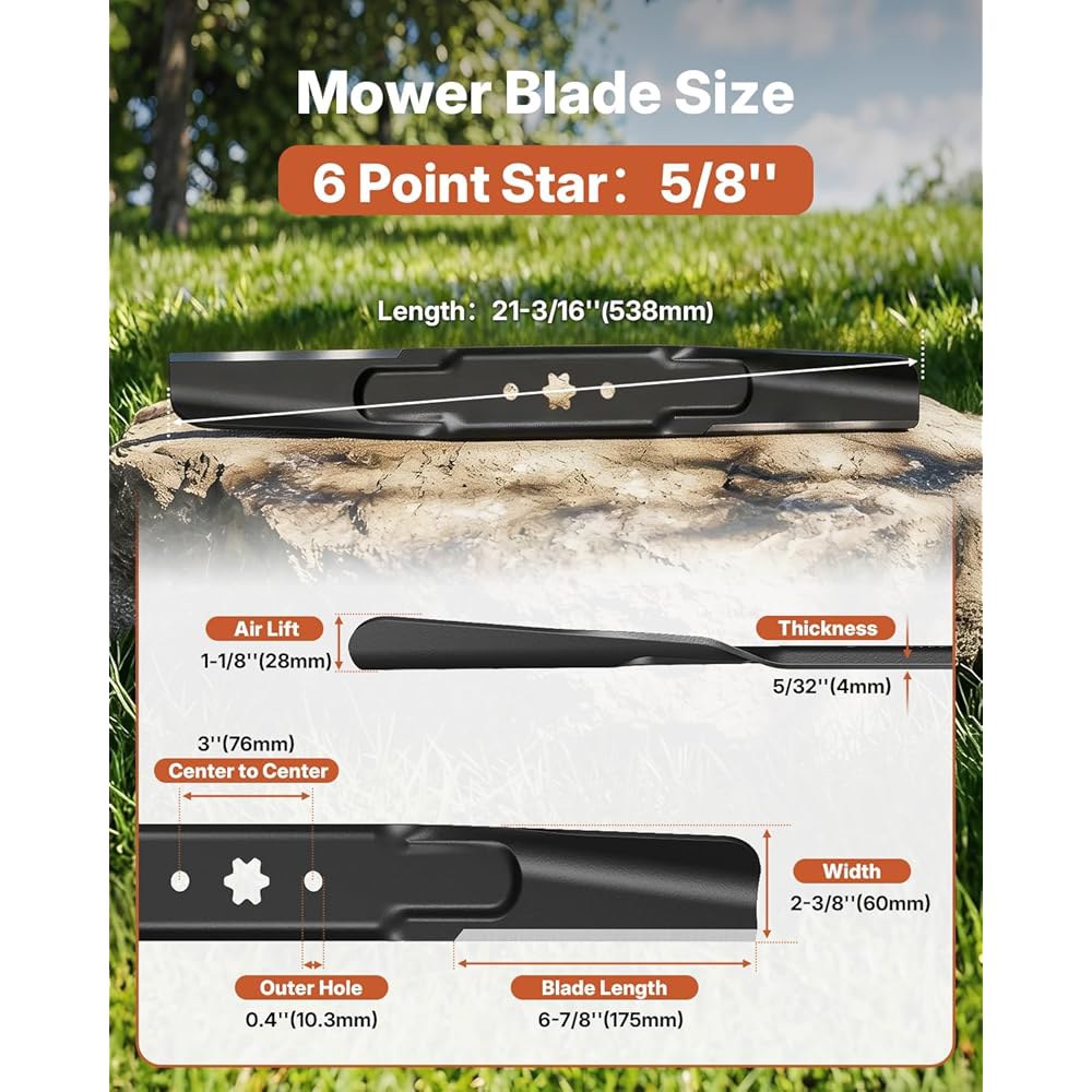 942-04308 942-04308A 큐브 생도 XT1-42 ZT1-42 LT42 RZT42 트로이 빌트 장인 42 데크 라이딩 마워, 6 스타 홀 42인치 멀칭 마워 블레이드, - 상세 이미지 3