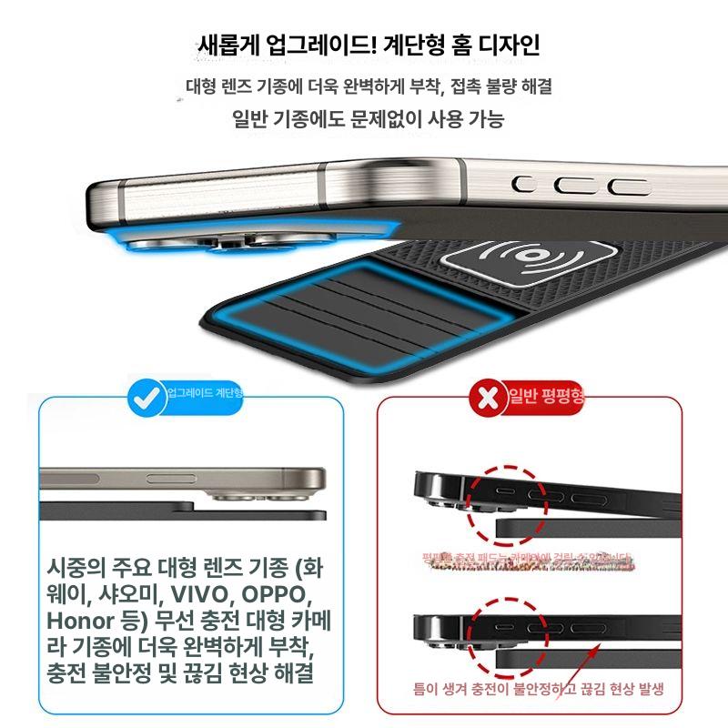 무선 충전기 자동 흡착 대시보드 거치대 스마트폰 고속 충전 논슬립 패드 - 상세 이미지 2