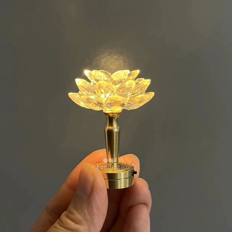 미니 연꽃조명 등불 법당 라이트 연등 무드등 연꽃등 충전 부처님 배터리 장식품 소원 - 상세 이미지 4