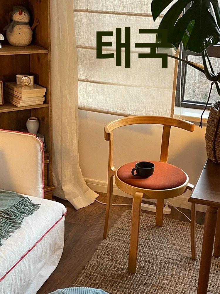 라운드등받이의자 원목체어 카페 식탁 인테리어 디자인 다이닝 원목의자 팔걸이 원형 - 상세 이미지 3
