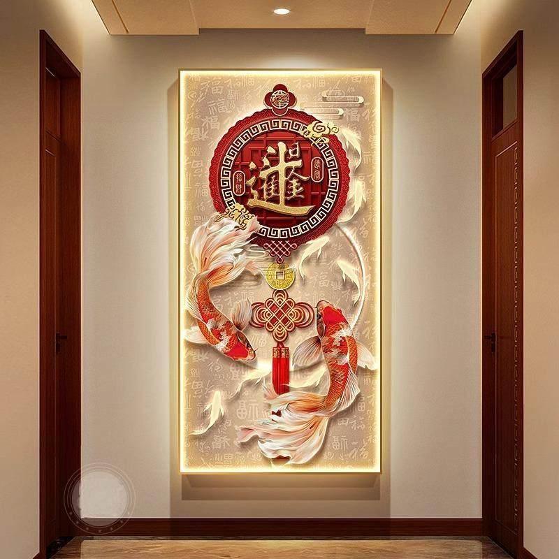 거실벽화 인테리어 액자 잉어그림 행운 재물운 카페 갤러리 고급 벽장식 선물용 - 상세 이미지 4