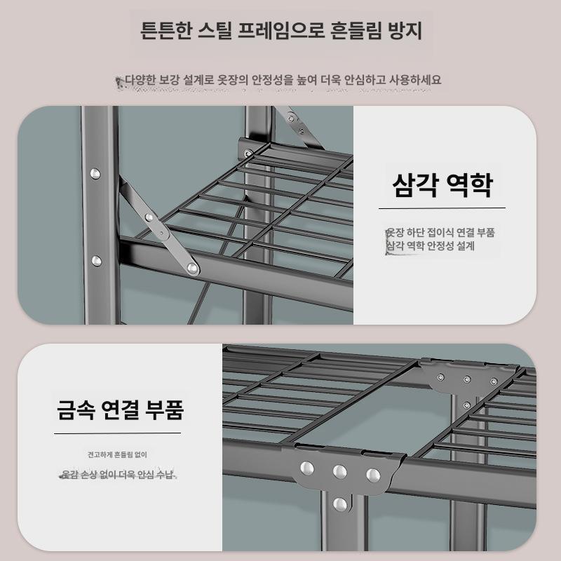 폴딩옷장 대용량수납 침실정리 조립식행거 원룸공간활용 옷정리 침대밑수납 드레스룸가구 - 상세 이미지 3