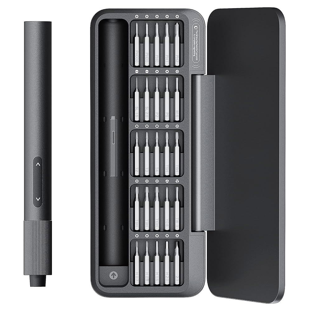 HOTO 25-in-1 미니 전기 드라이버, 3.7V 정밀 드라이버 세트, USB-C 충전식 소형 자석 공구, 휴대폰, 노트북, 카메라, DIY 프로젝트, 전자제품 수리 - 상품 이미지