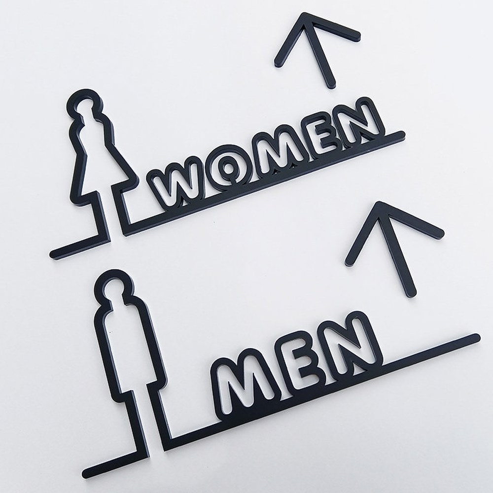 화장실 돌출 표지판 카페 백화점 팻말 표찰 마크 미용실 안내판 퍼블릭 미들 머플러 골드 24x11cm - 상세 이미지 2