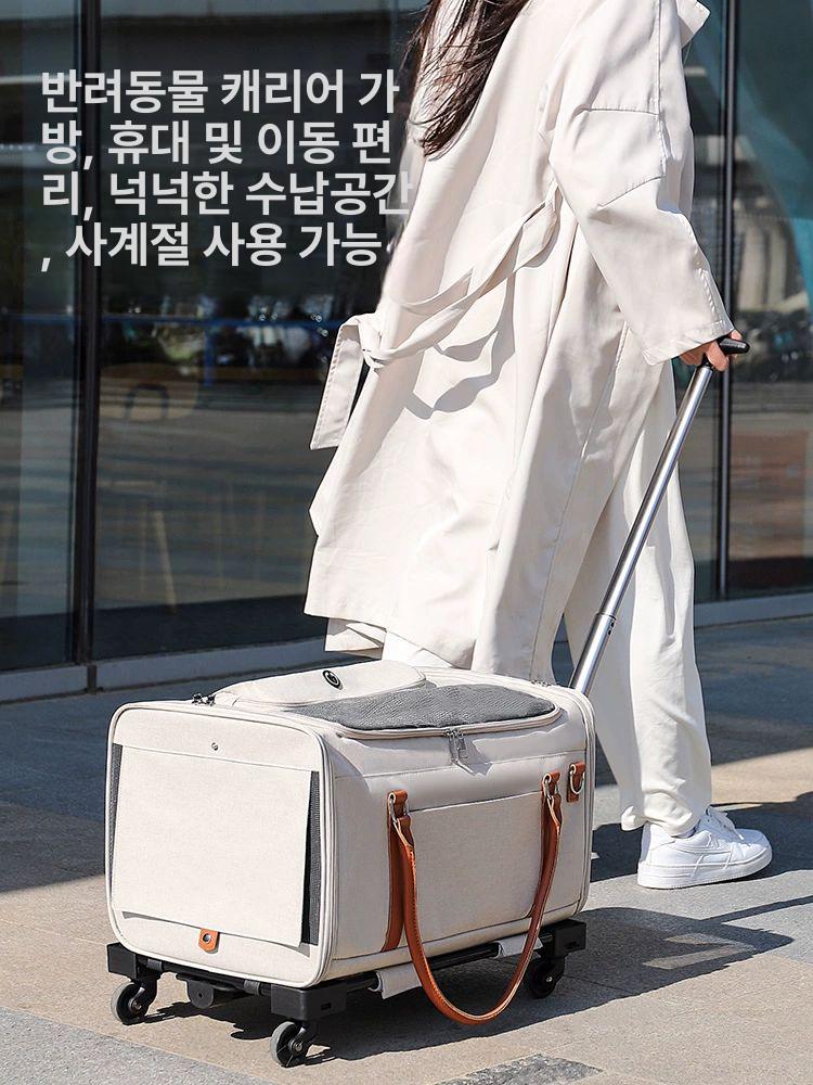 트롤리 배낭 케이스 가정용 메쉬 이동장 캐리어 이동가방 강아지 펫가방 - 상세 이미지 2