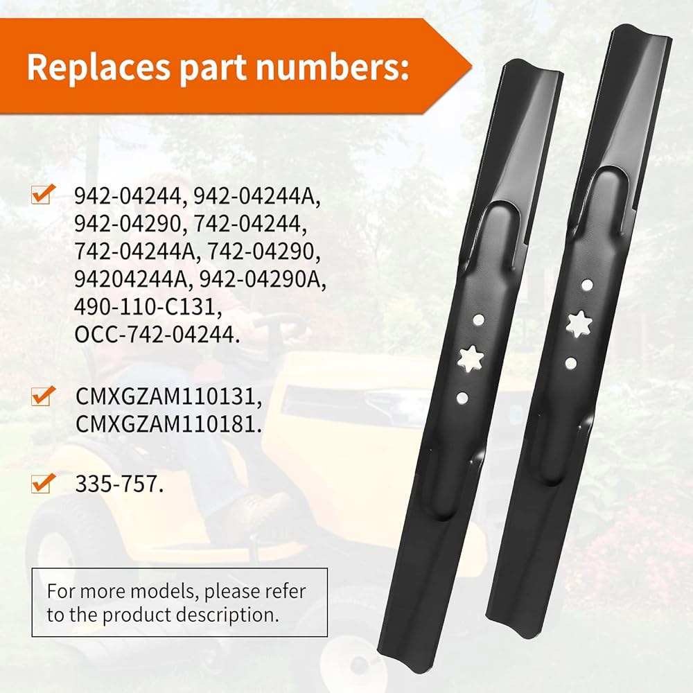버드래시 942-04244A 예초기 블레이드 컵캐드 46인치 데크용, XT1 XT2 LTX1045 1046 트랙터용 하이 트 942-04290, 장인 T240 LT2000, 트로이 - 상세 이미지 3