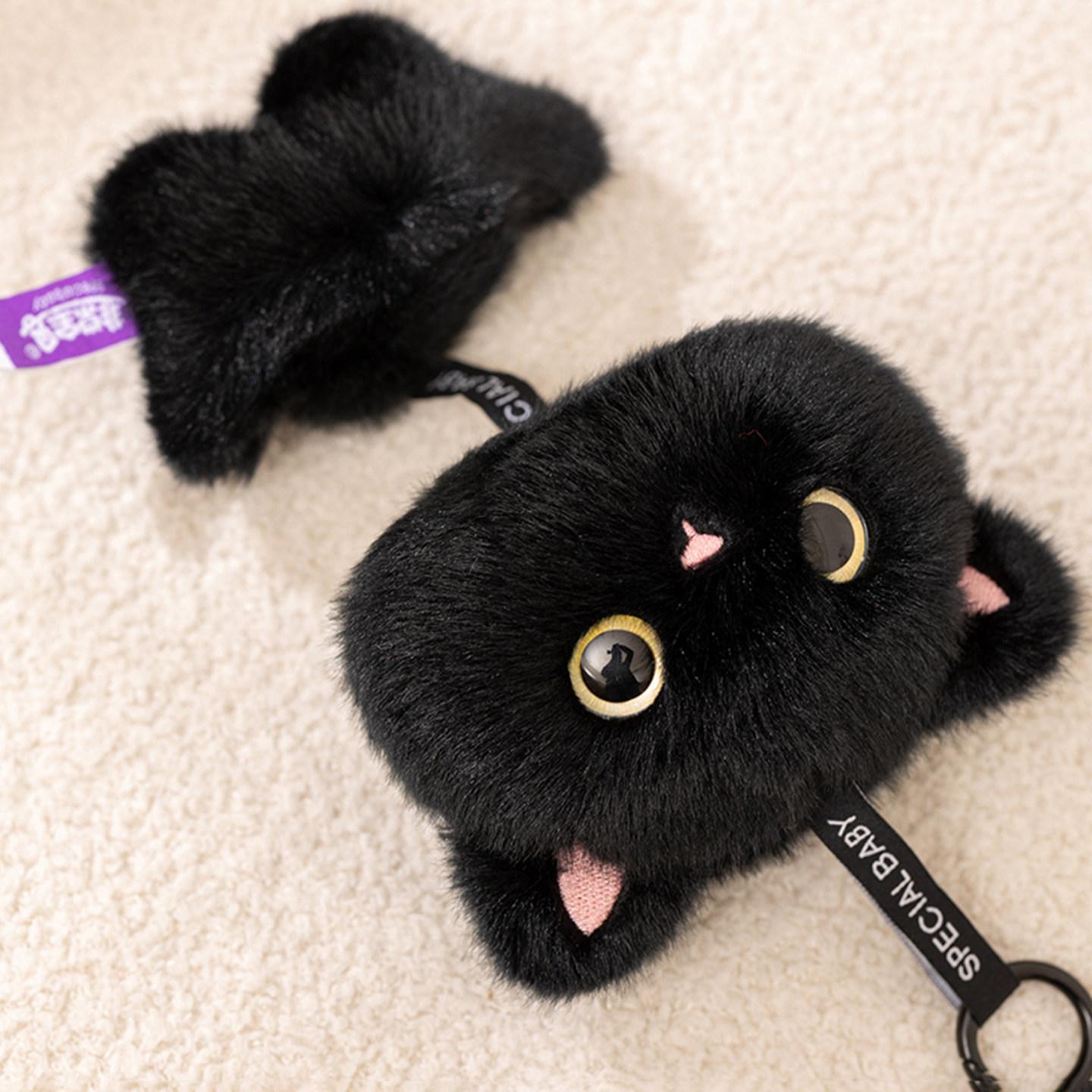고양이 열쇠고리 부드러운 터치 감촉 미니 인형 펜던트 휴대용 가방 장식 귀여운 악세서리 - 상세 이미지 3