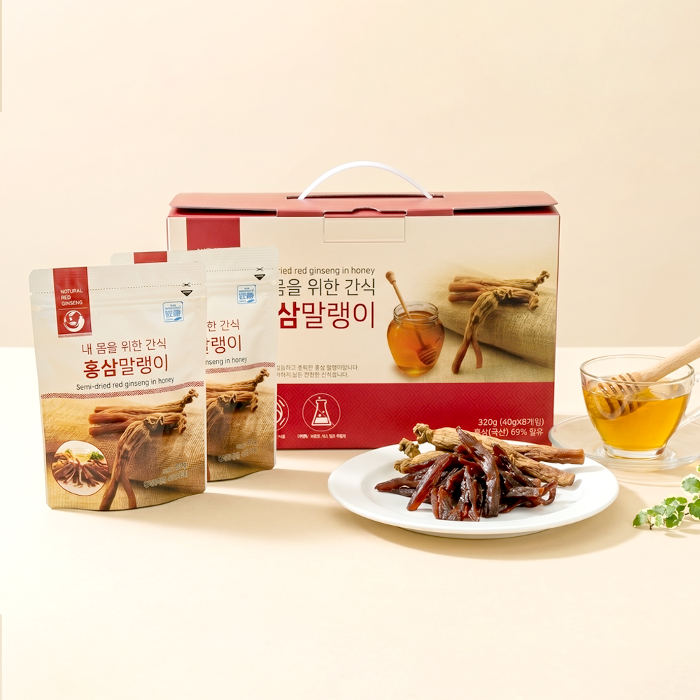 홍삼 말랭이 40g x 8개입 선물세트 320g (+쇼핑백증정) - 상품 이미지