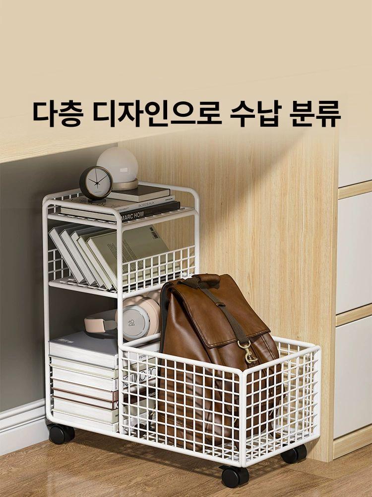 수납정리함 책상 카트 모니터선반 받침대 바퀴 데스크수납함 모니터정리함 보관 - 상세 이미지 2