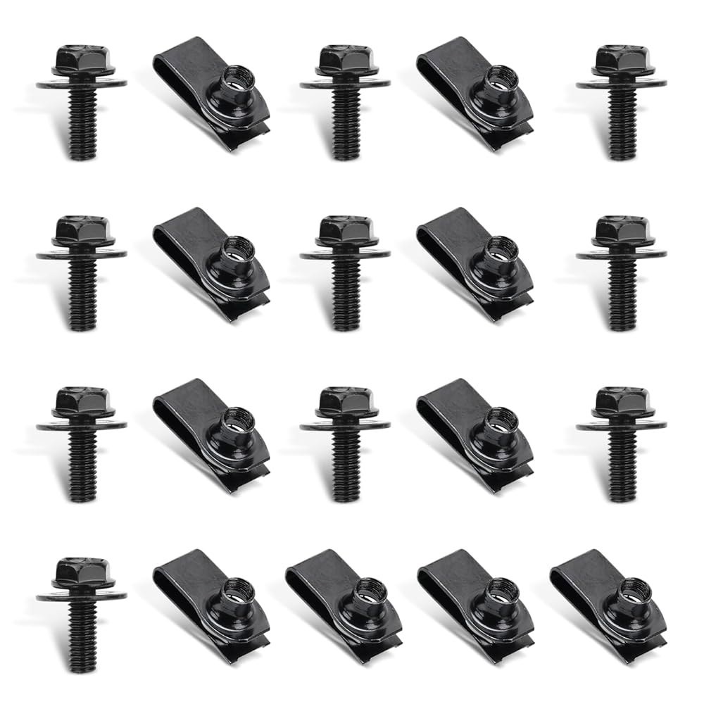 Bawkars 20 PCS 줄무늬 트위스트 화이트 테두리 M6x1 0 씰링 T5 단열 M6 너트 나사 각 1개 - 상품 이미지