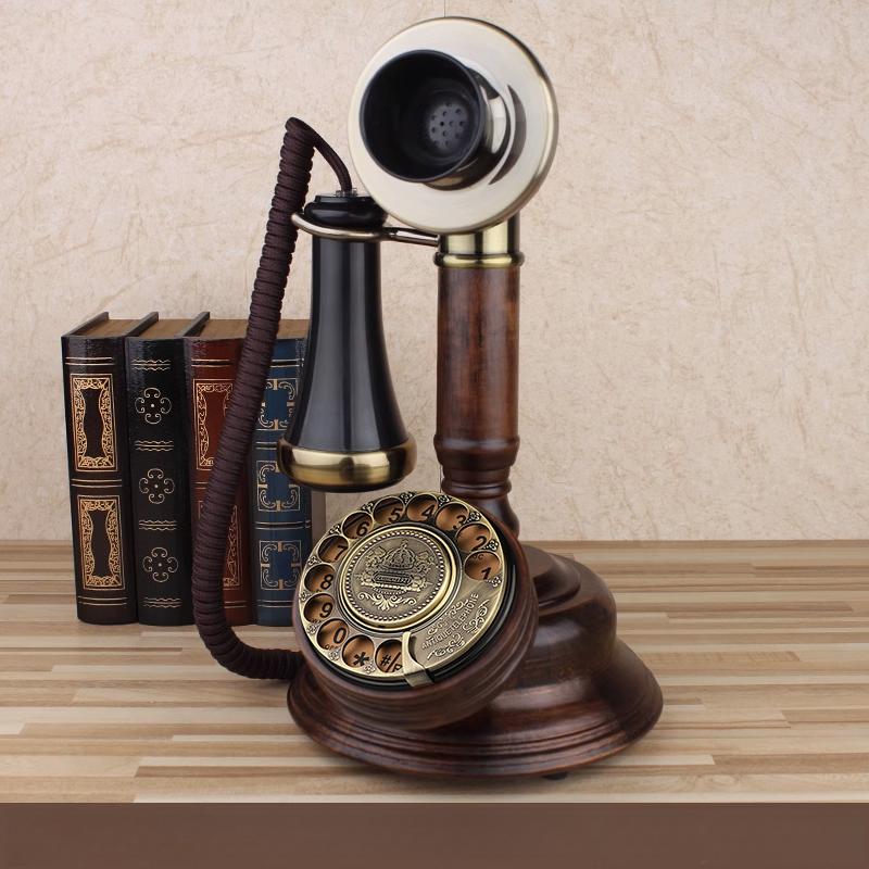 다이얼 수화기 복고 전화기 버튼식 클래식 인테리어 유선 홈데코 - 상품 이미지