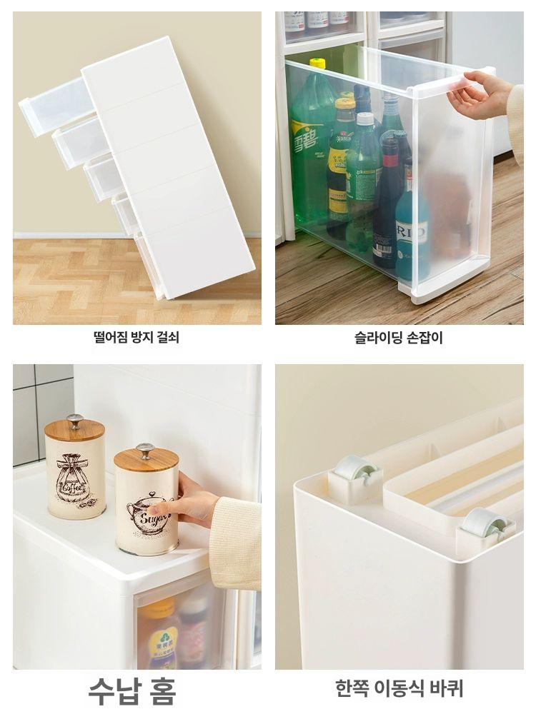 냉장고틈새장 틈새장 냉장고장 장 서랍장 투명 슬라이등 빌트인 틈새서랍 - 상세 이미지 3