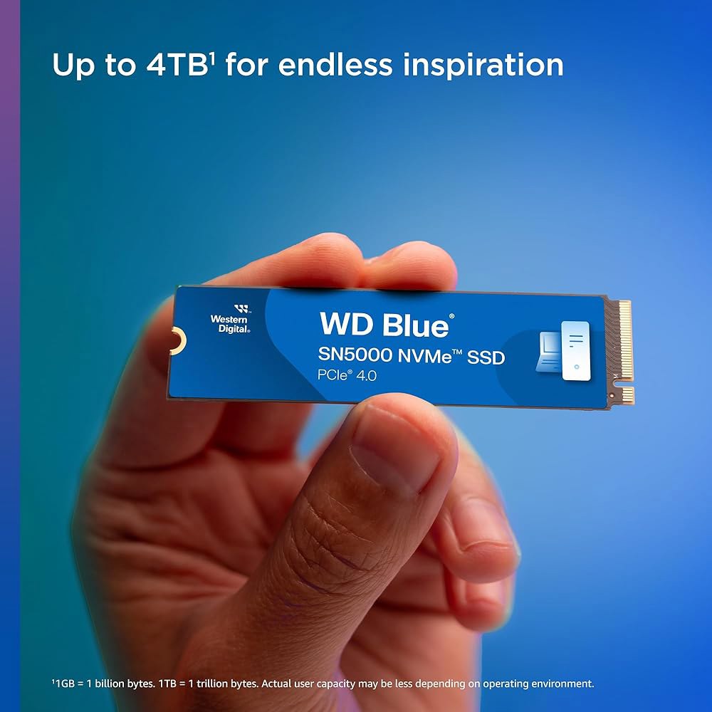 웨스턴 디지털 500GB WD 블루 SN5000 NVMe 내장 솔리드 스테이트 드라이브 SSD - PCIe Gen 4.0, M.2 2280, 최대 5,000MB/s WDS500G4 - 상세 이미지 3