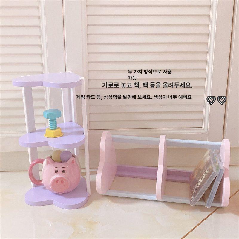 하트선반 파스텔 책상위 방꾸미기 정리선반 데스크탑 칸 미니 장식품 책꽂이 - 상세 이미지 4