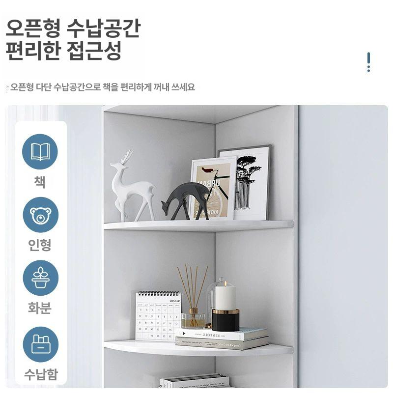 거실코너 수납장 진열 선반 삼각틈새 모서리책장 캐비닛도어 다층 코너장식장 - 상세 이미지 4