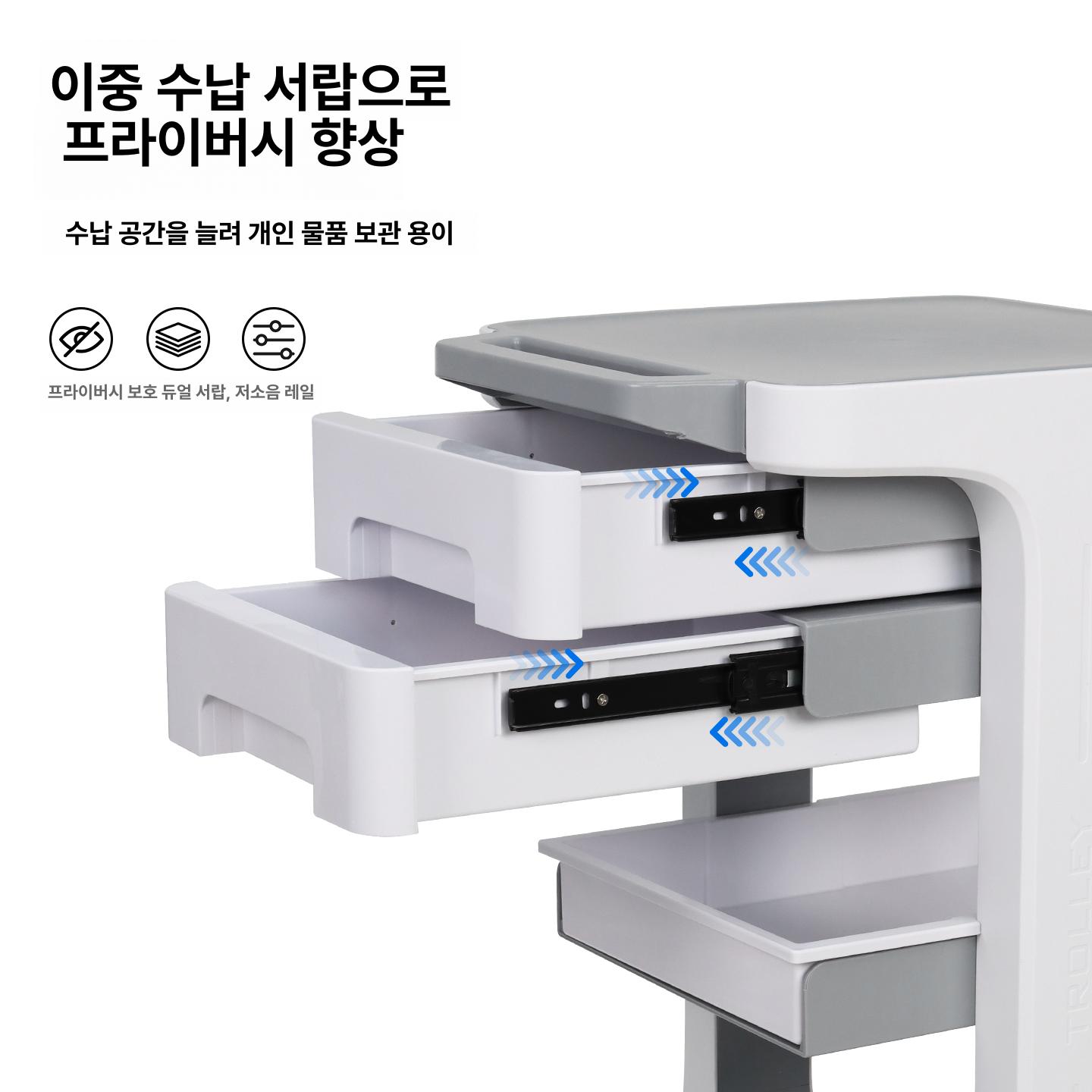 치과 트롤리 병원 서랍 스탠드 장비 미용 바퀴 받침대 진료실 의료 드레싱카트 메디컬 - 상세 이미지 2