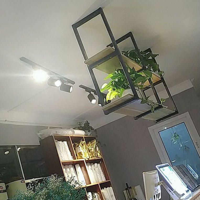 천장 선반 카페 주방 장식 수납장 벽 진열대 와인 홈바 수납선반 카운터 수납 와인잔 행거 - 상세 이미지 4