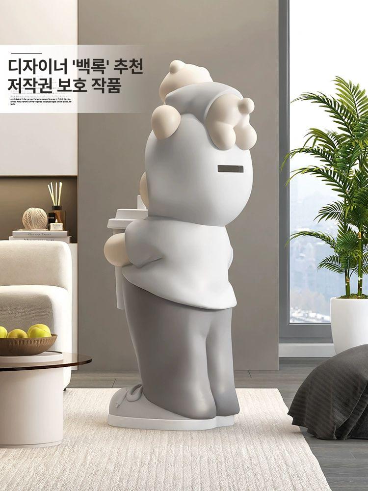곰돌이 사이드 테이블 거실 선반 탁자 동물 북극곰 피규어 수납 이동식 장식품 - 상세 이미지 4