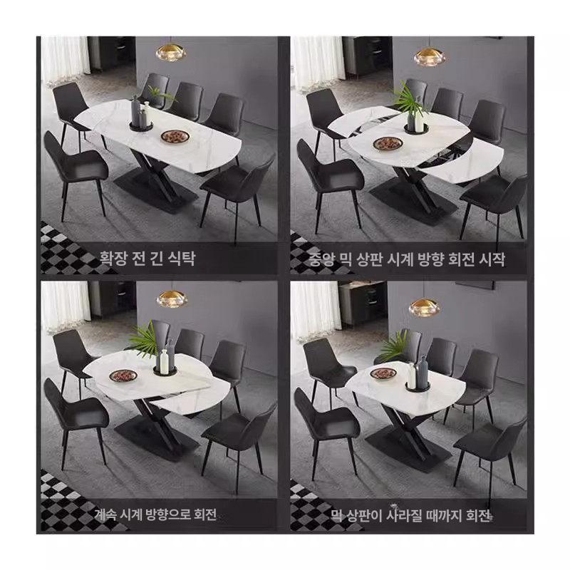 원탁 확장형식탁 거실 바퀴 다용도 가정용 원룸 공간활용 원형테이블 북유럽 회전식 - 상세 이미지 4