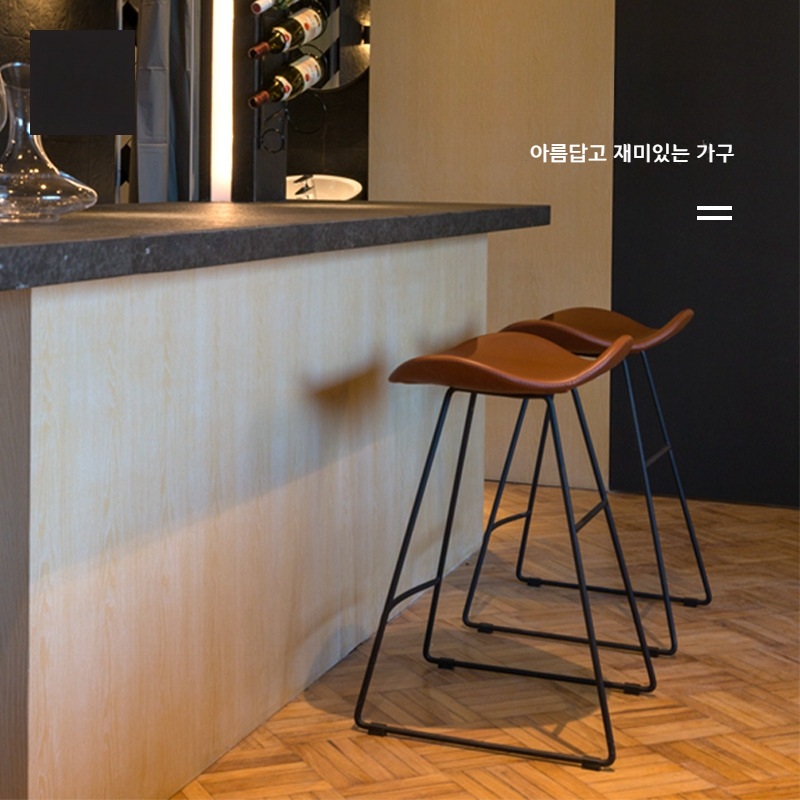미니멀 디자인 바 스툴 홈 체어 우아한 커피 55cm - 상세 이미지 4