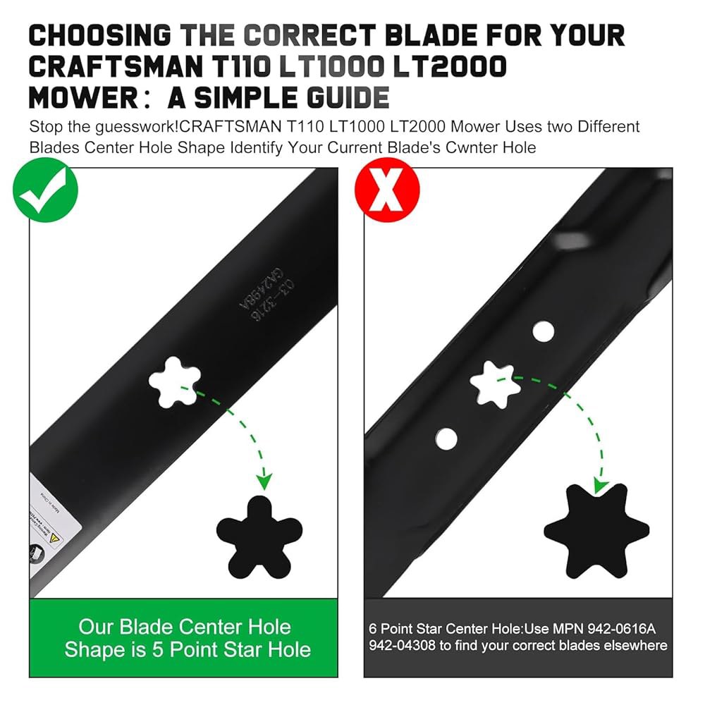 Grasscool 138971 장인용 블레이드 42인치 Mower LT1000 LT2000 T110 데크 컷 제로 턴 라이딩, 5성 장착 패턴 재현 532138971 - 상세 이미지 3